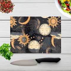Gold Sun And Moon Glass Chopping Board