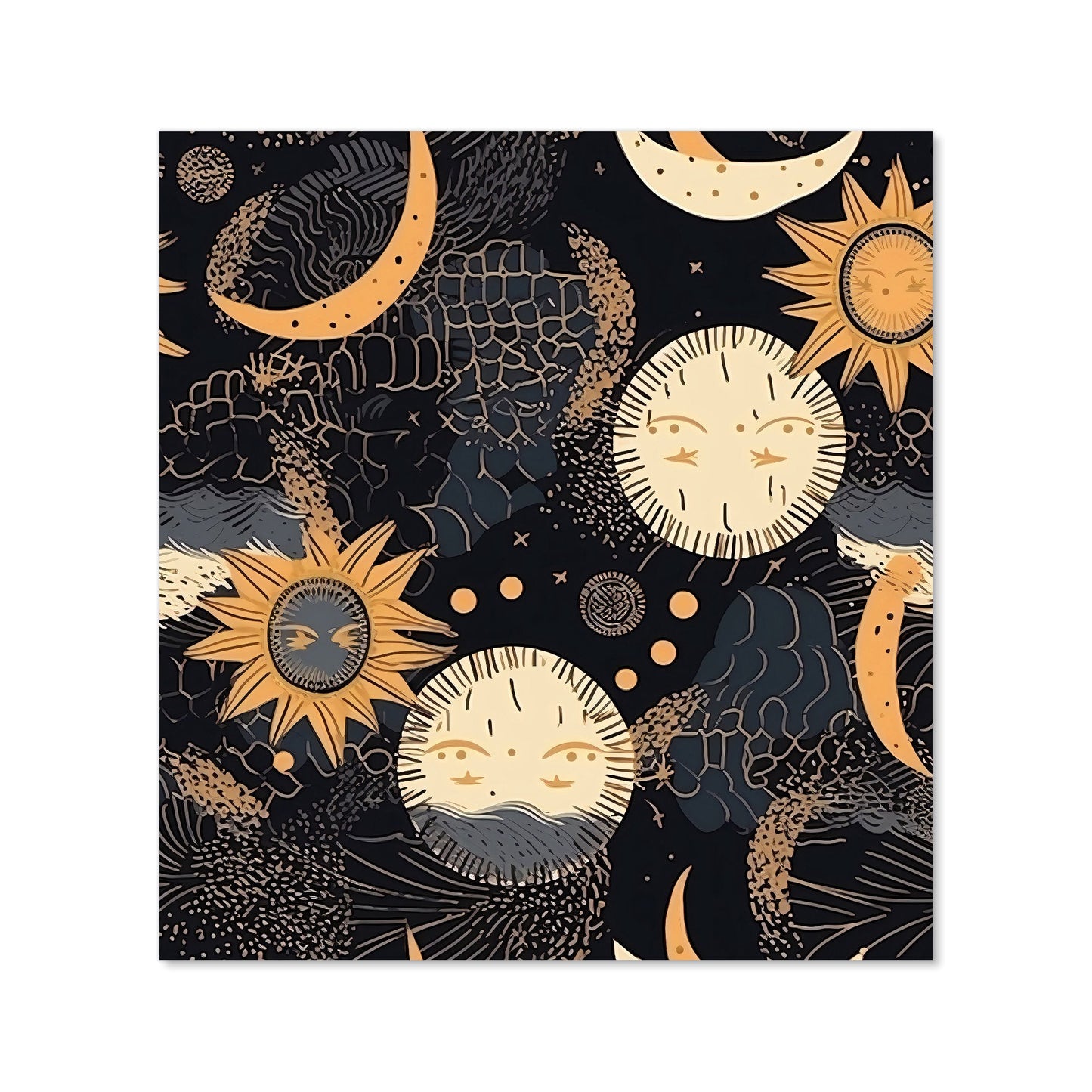 Gold Sun and Moon Kitchen Splashback