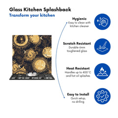 Moon and Sun Gold Blue Kitchen Splashback