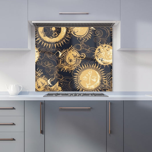 Moon and Sun Gold Blue Kitchen Splashback