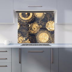 Moon and Sun Gold Blue Kitchen Splashback