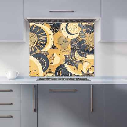 Blue Gold Moon and Sun Kitchen Splashback