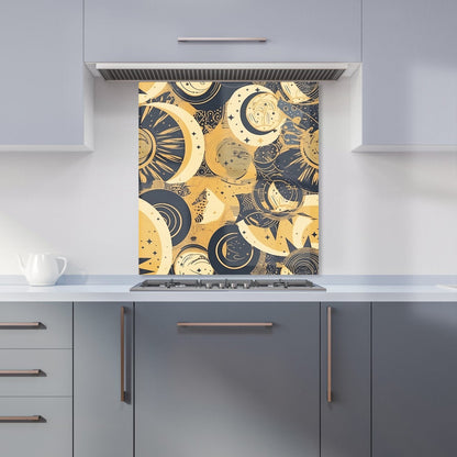 Blue Gold Moon and Sun Kitchen Splashback