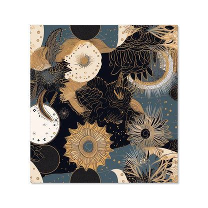 Abstract Blue Gold Moon Sun Kitchen Splashback