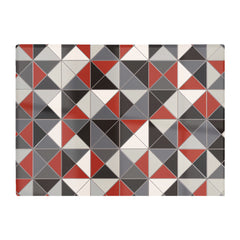 Grey Red Triangle Geometric Glass Chopping Board