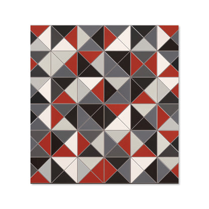 Grey Red Triangle Geometric Kitchen Splashback