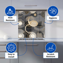 Abstract Silver Gold Sun and Moon Kitchen Splashback
