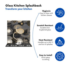 Abstract Silver Gold Sun and Moon Kitchen Splashback