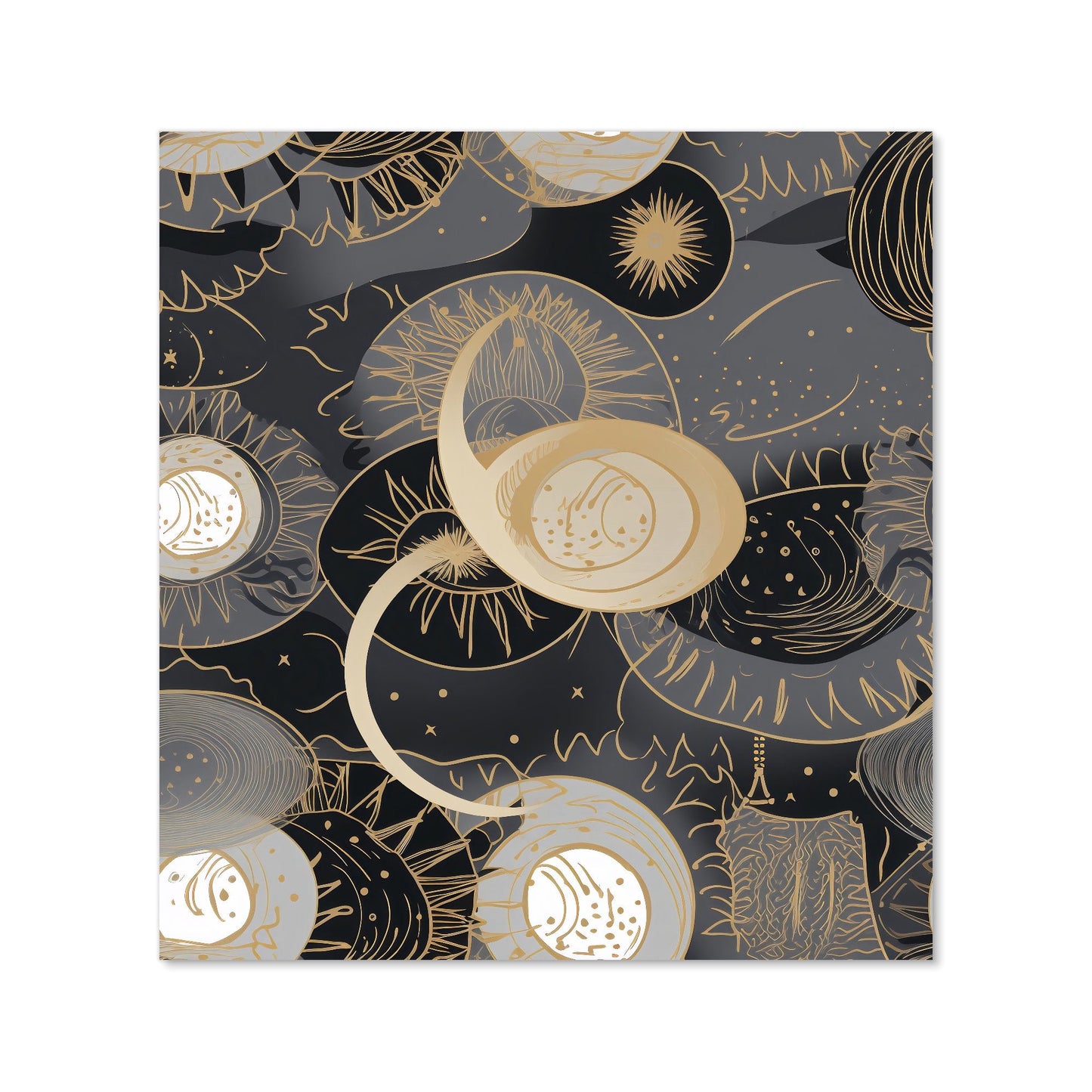 Abstract Silver Gold Sun and Moon Kitchen Splashback