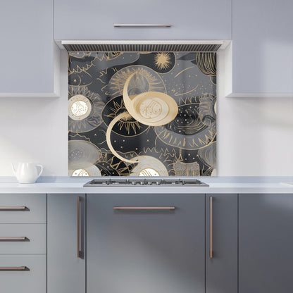 Abstract Silver Gold Sun and Moon Kitchen Splashback