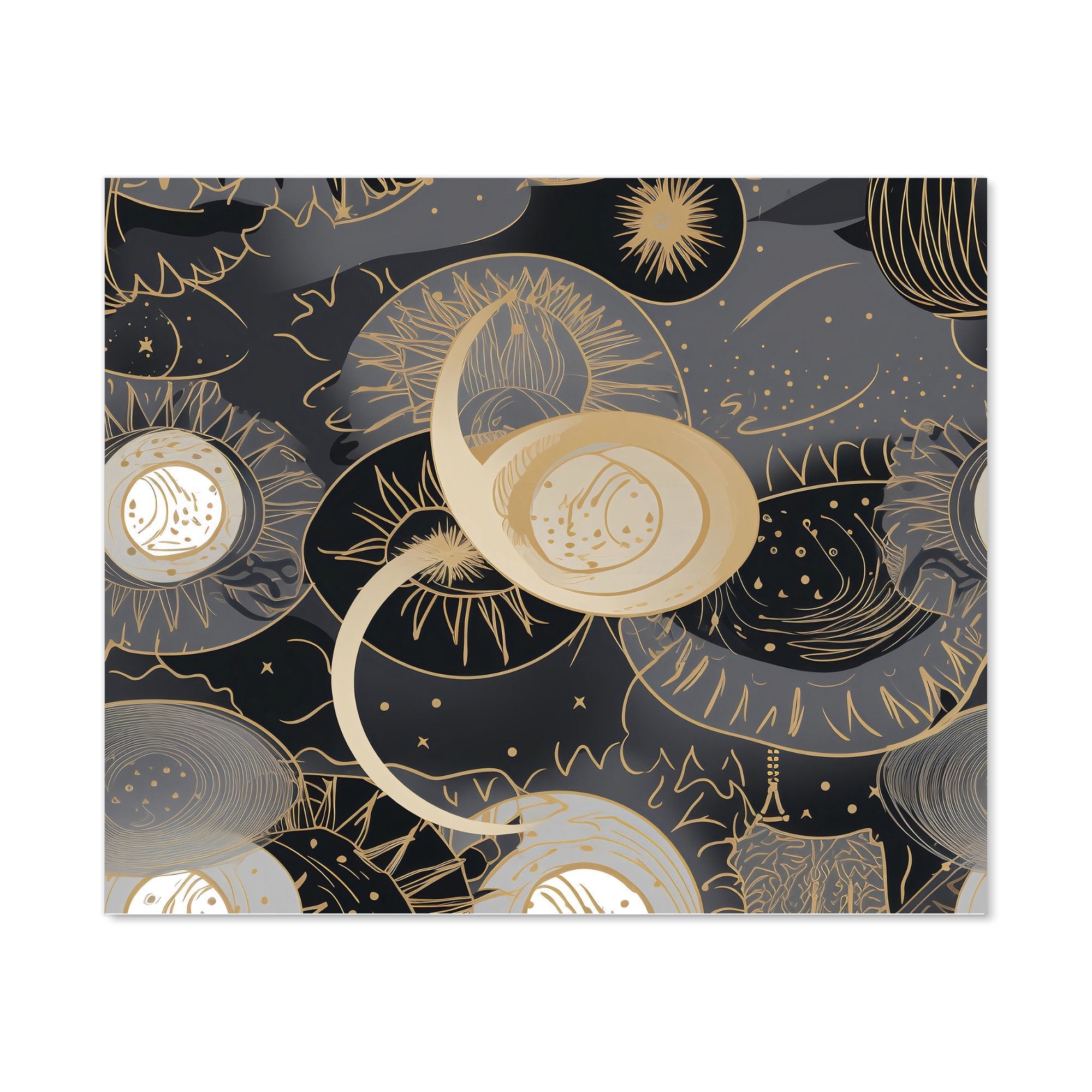 Abstract Silver Gold Sun and Moon Kitchen Splashback