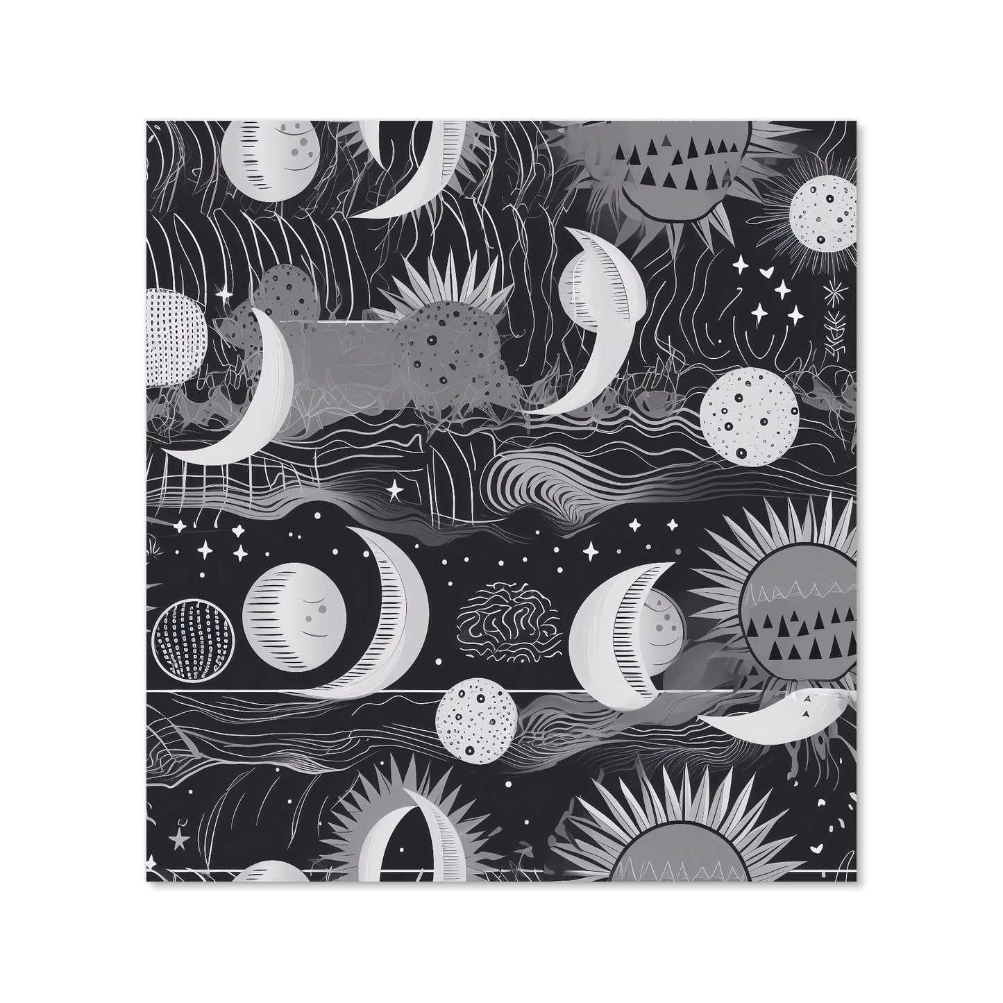 Abstract Black White Moon and Sun Kitchen Splashback