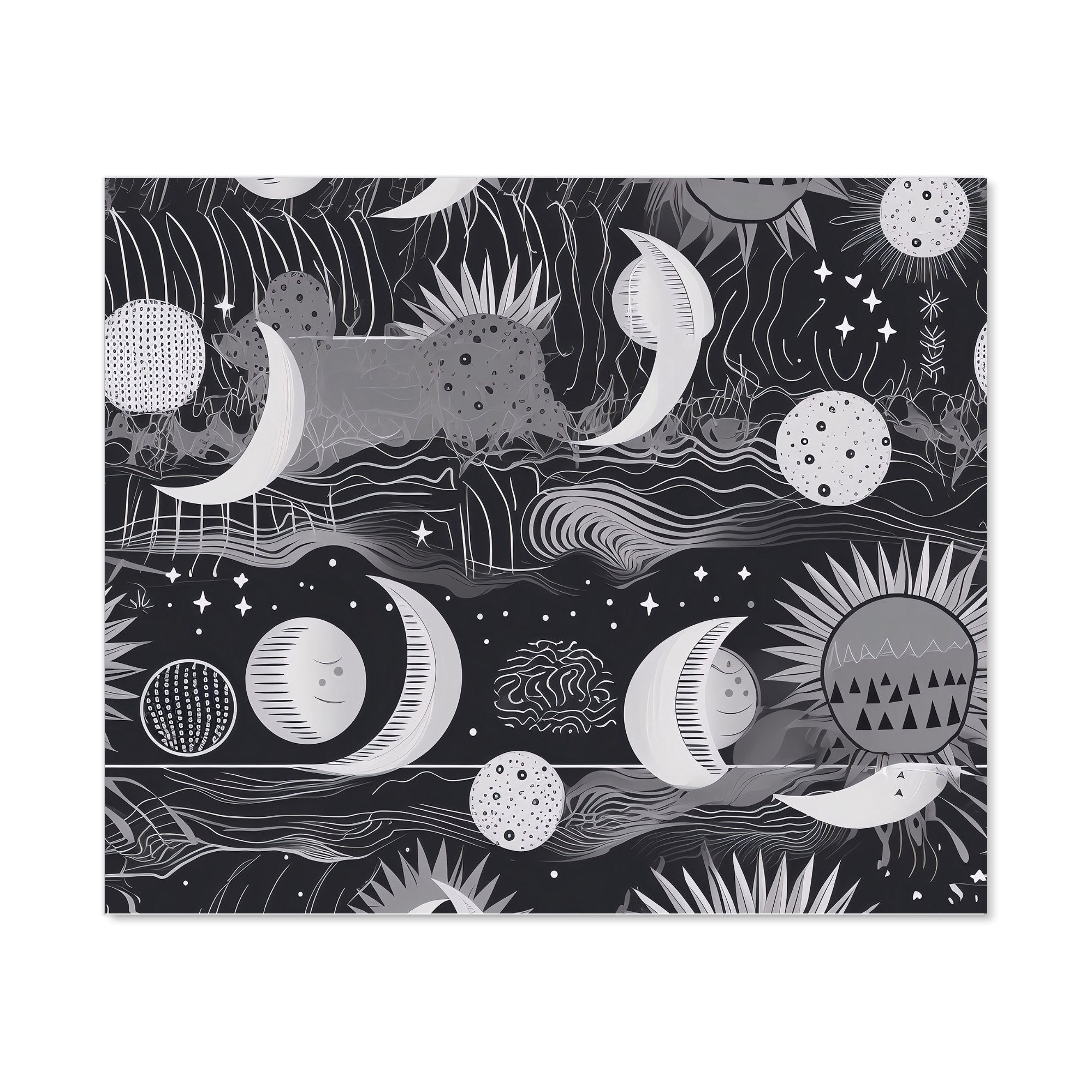 Abstract Black White Moon and Sun Kitchen Splashback