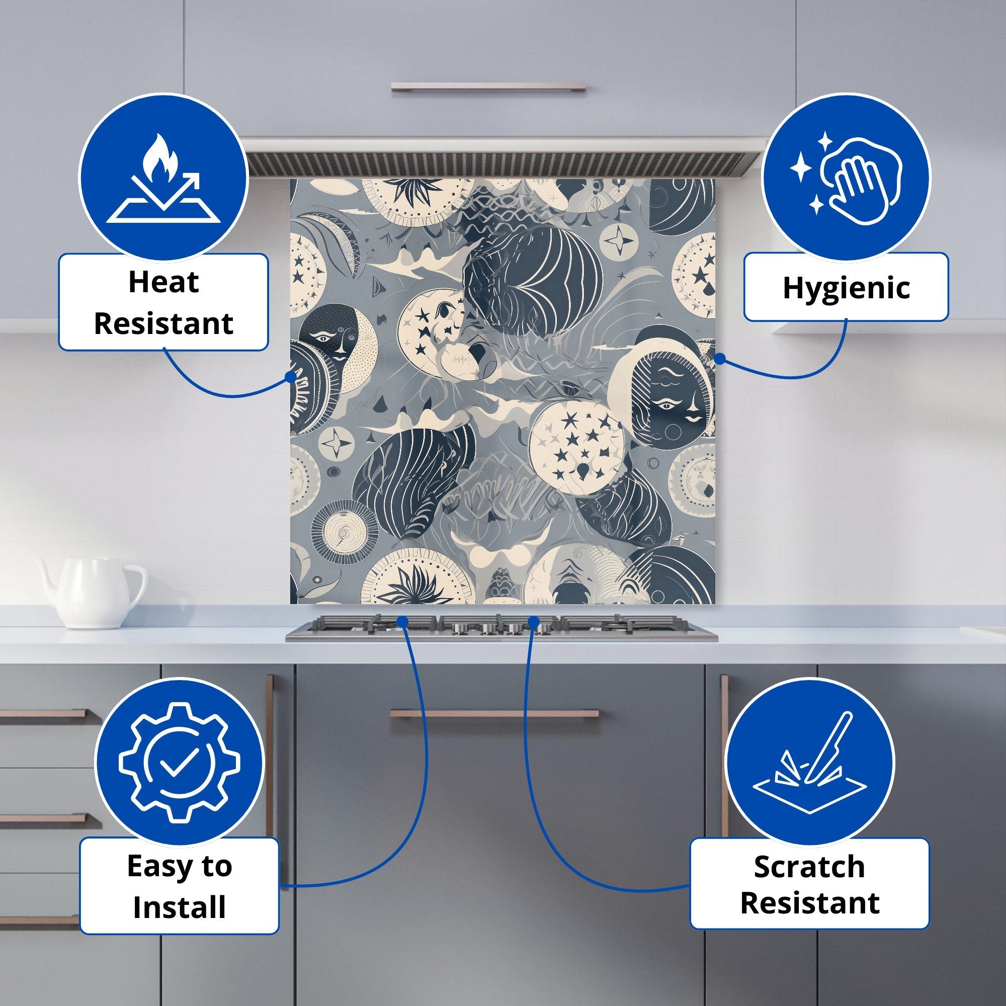 Abstract Moon and Stars Kitchen Splashback