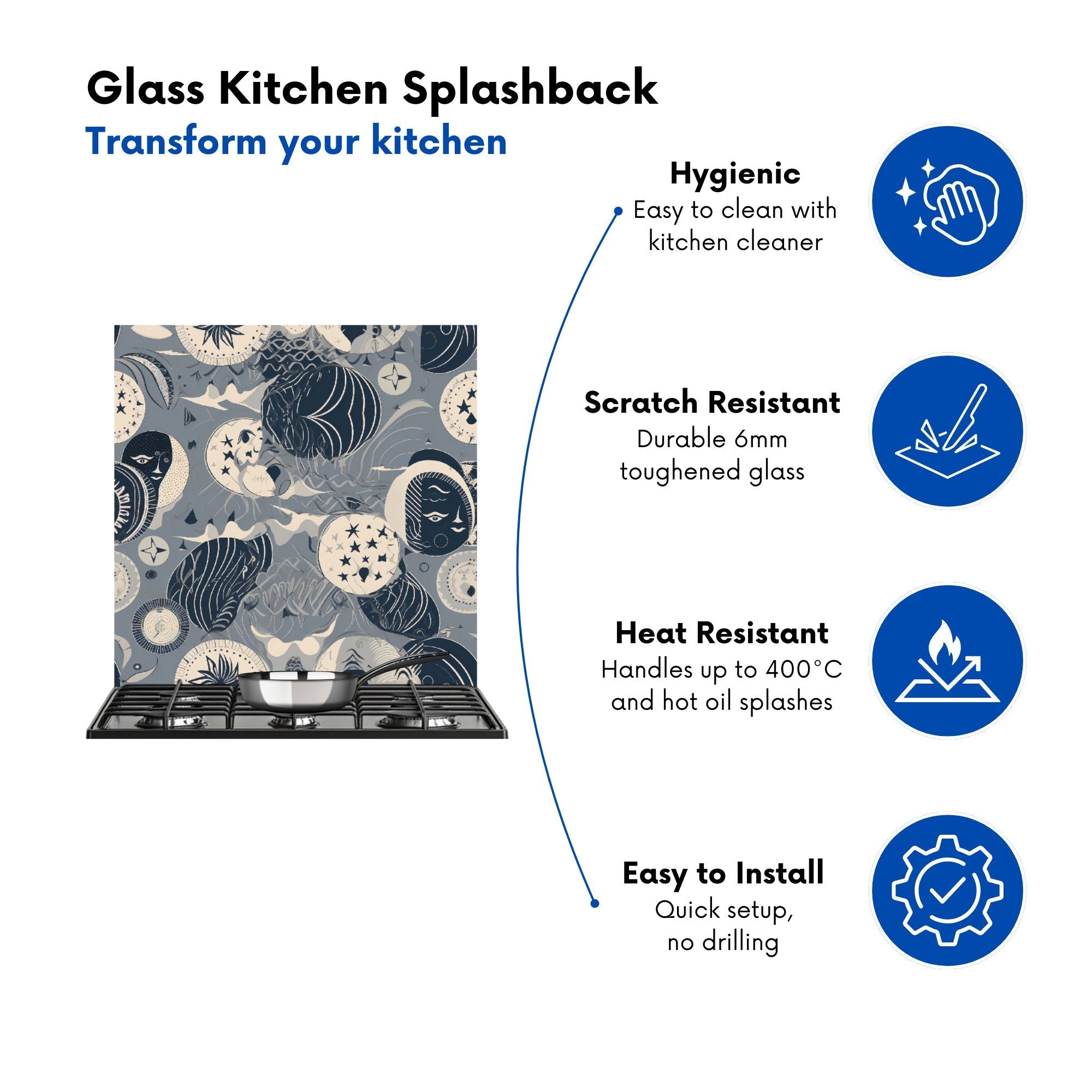 Abstract Moon and Stars Kitchen Splashback