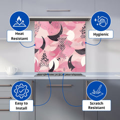Abstract Pink Moon Pattern Kitchen Splashback