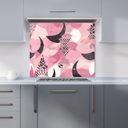 Abstract Pink Moon Pattern Kitchen Splashback