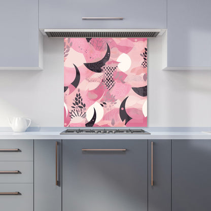 Abstract Pink Moon Pattern Kitchen Splashback