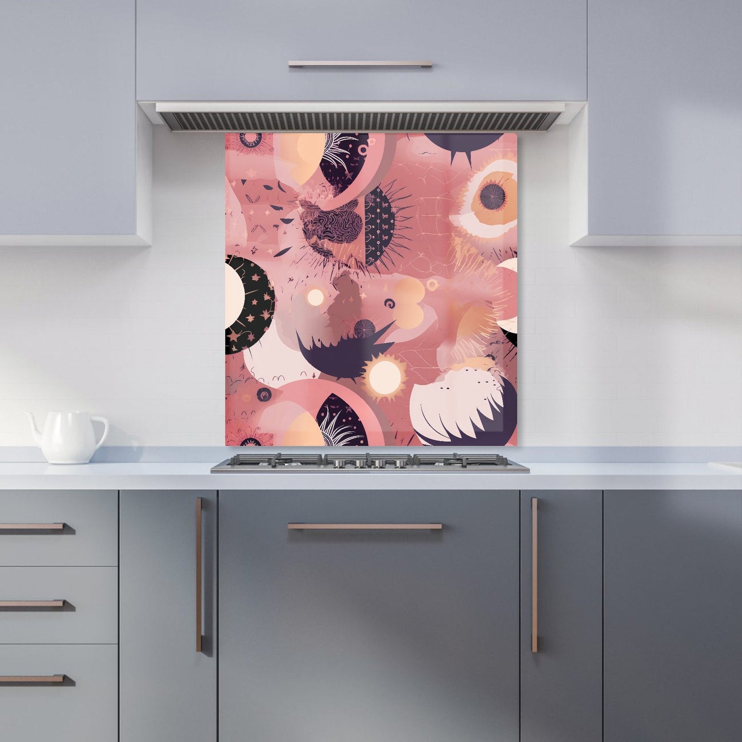 Abstract Red Pink Pattern Kitchen Splashback