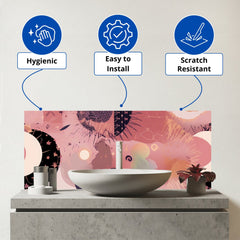 Abstract Red Pink Pattern Glass Bathroom Splashback