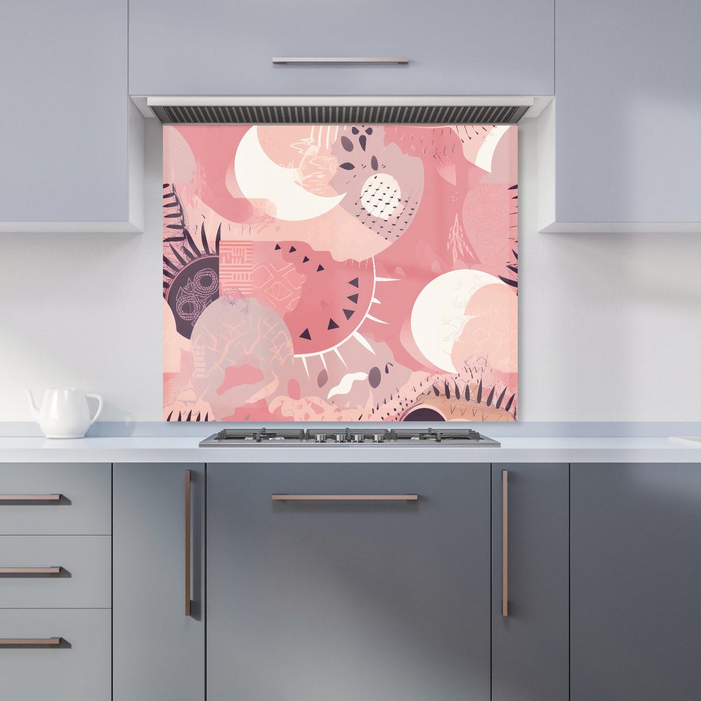 Abstract Pink White Kitchen Splashback