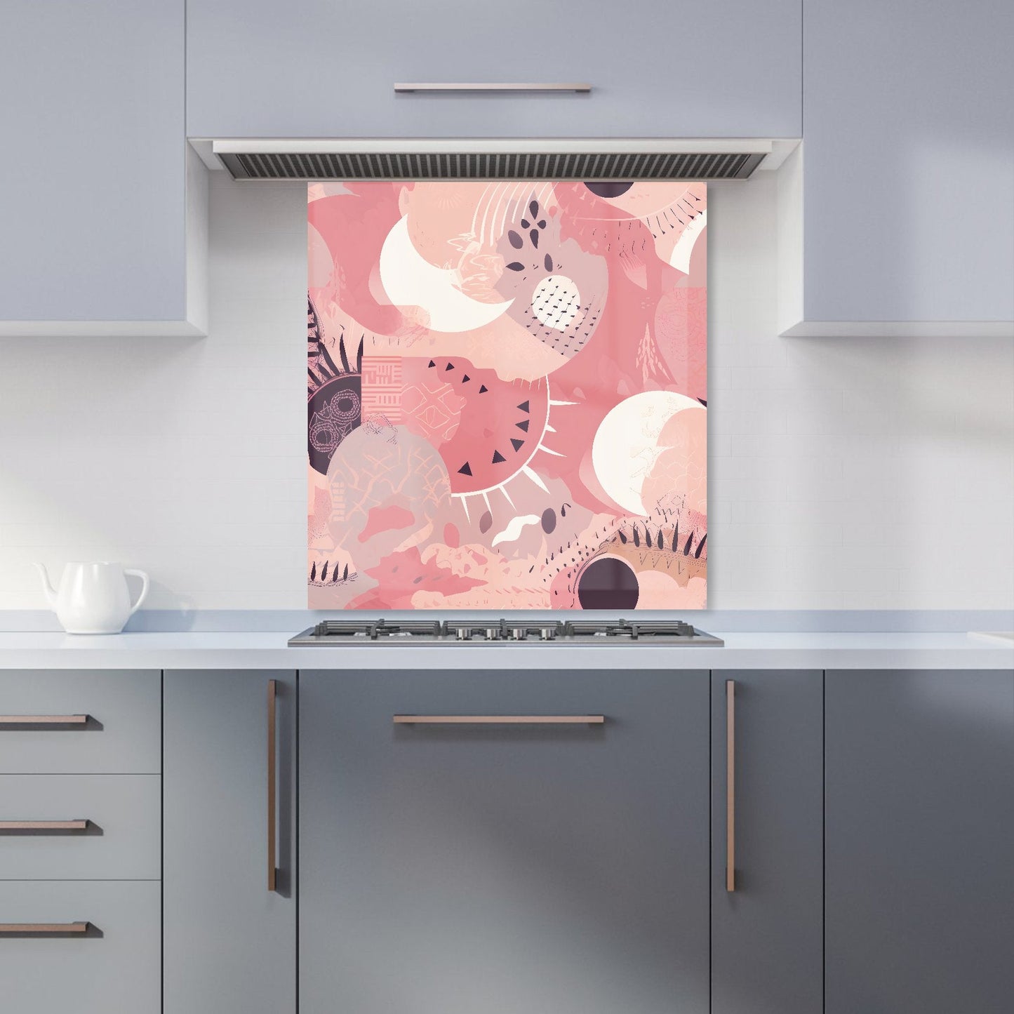 Abstract Pink White Kitchen Splashback