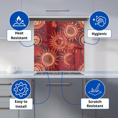 Abstract Red Moon and Sun Kitchen Splashback