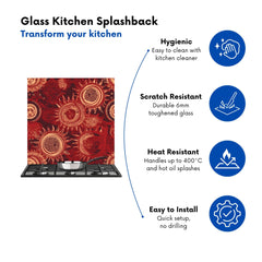 Abstract Red Moon and Sun Kitchen Splashback