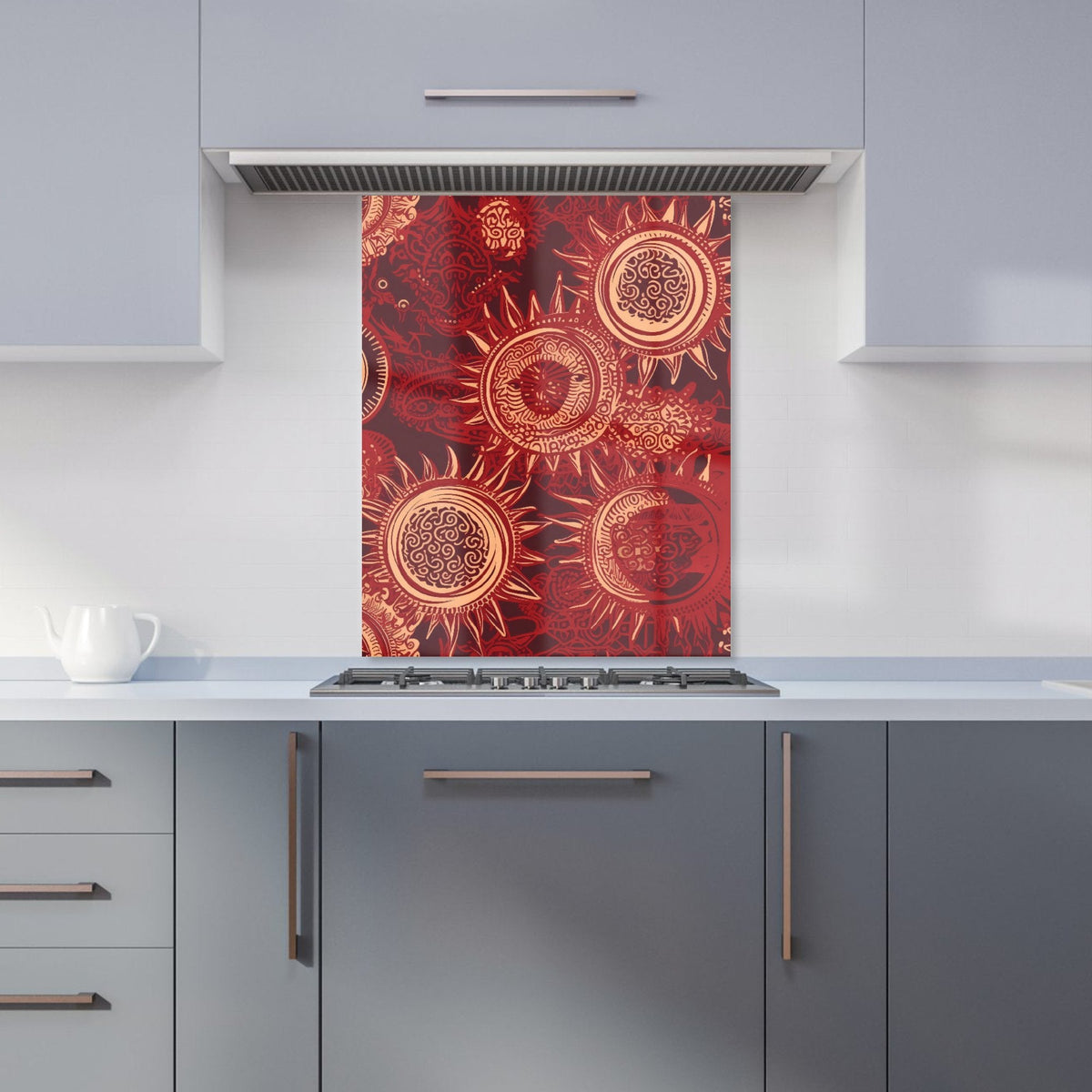 Abstract Red Moon and Sun Kitchen Splashback