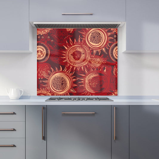 Abstract Red Moon and Sun Kitchen Splashback