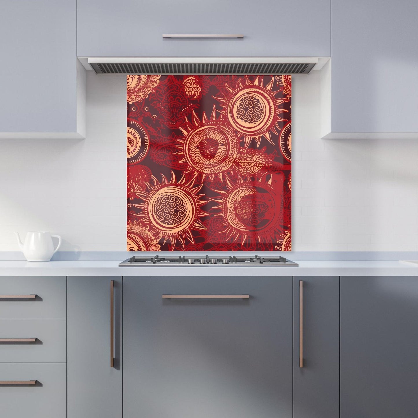 Abstract Red Moon and Sun Kitchen Splashback