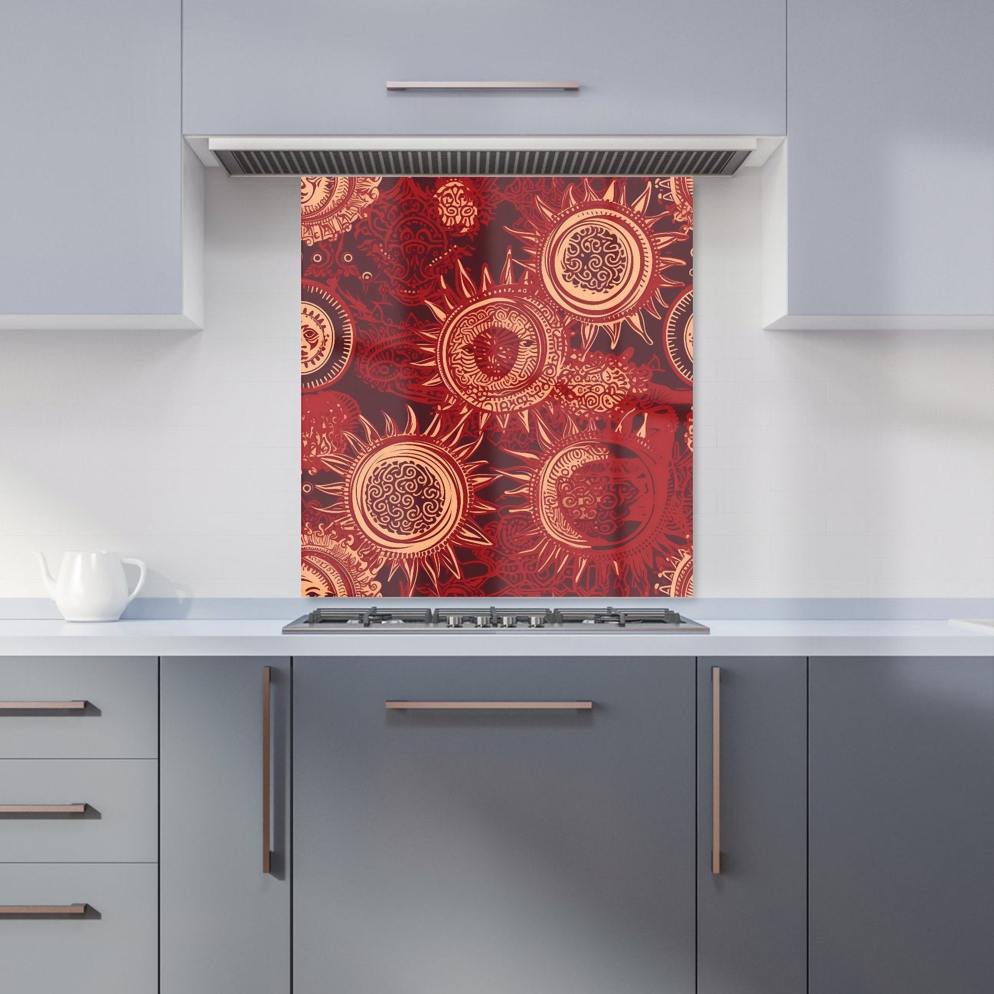 Abstract Red Moon and Sun Kitchen Splashback