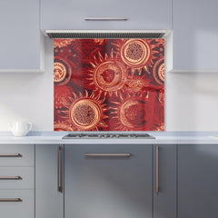 Abstract Red Moon and Sun Kitchen Splashback