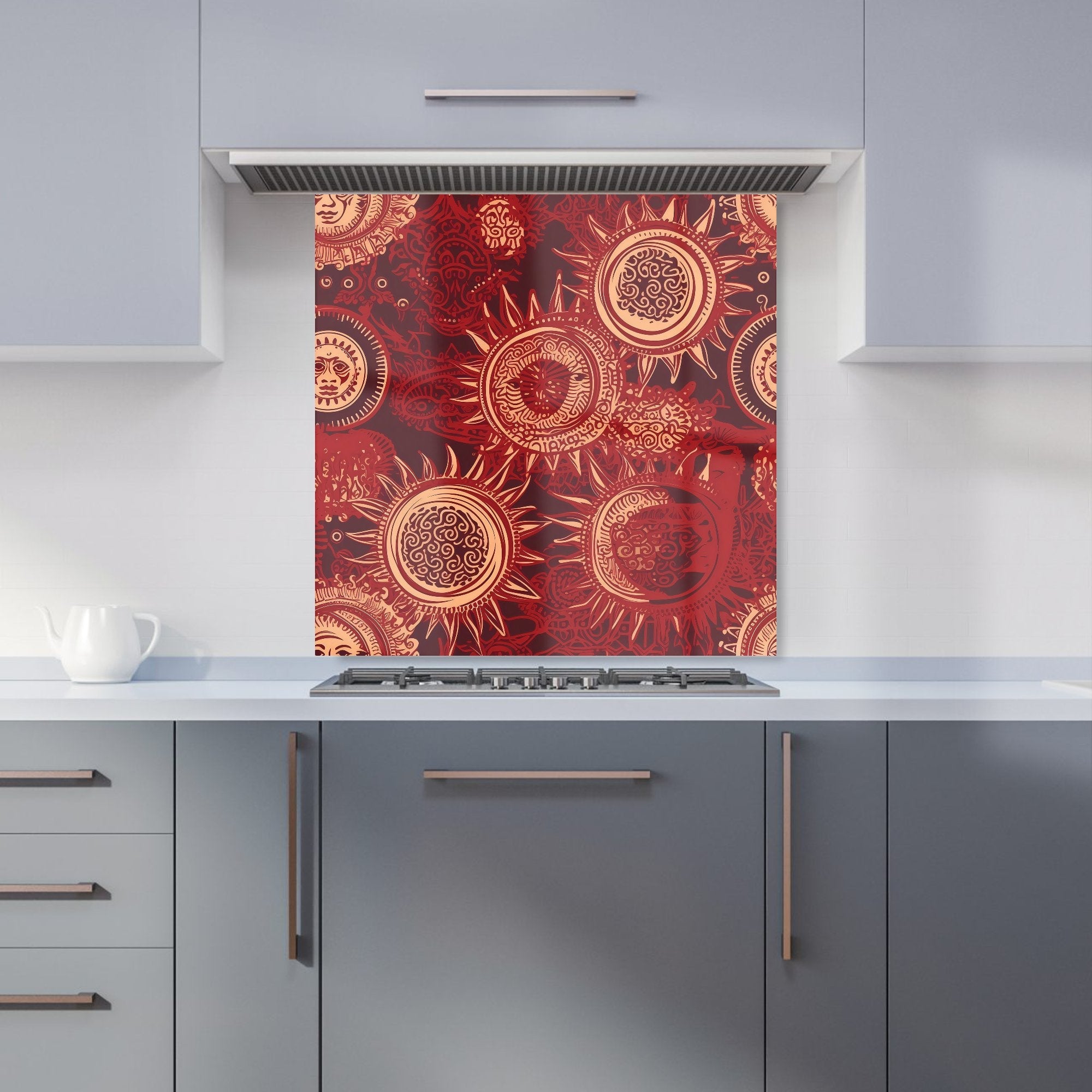 Abstract Red Moon and Sun Kitchen Splashback