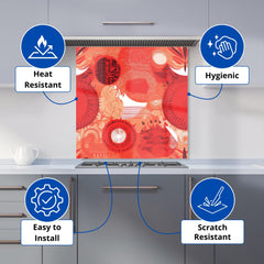 Abstract Red Sun pattern Kitchen Splashback