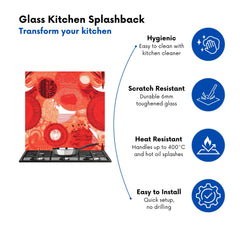 Abstract Red Sun pattern Kitchen Splashback