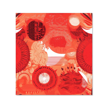 Abstract Red Sun pattern Kitchen Splashback