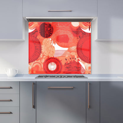 Abstract Red Sun pattern Kitchen Splashback