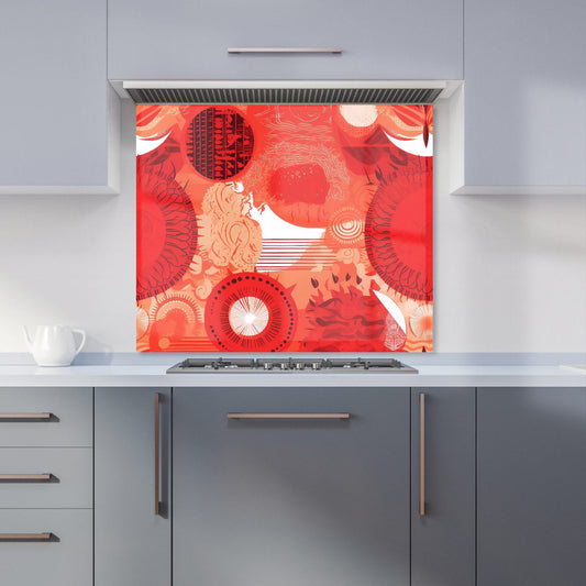 Abstract Red Sun pattern Kitchen Splashback