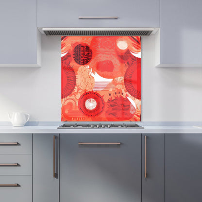 Abstract Red Sun pattern Kitchen Splashback