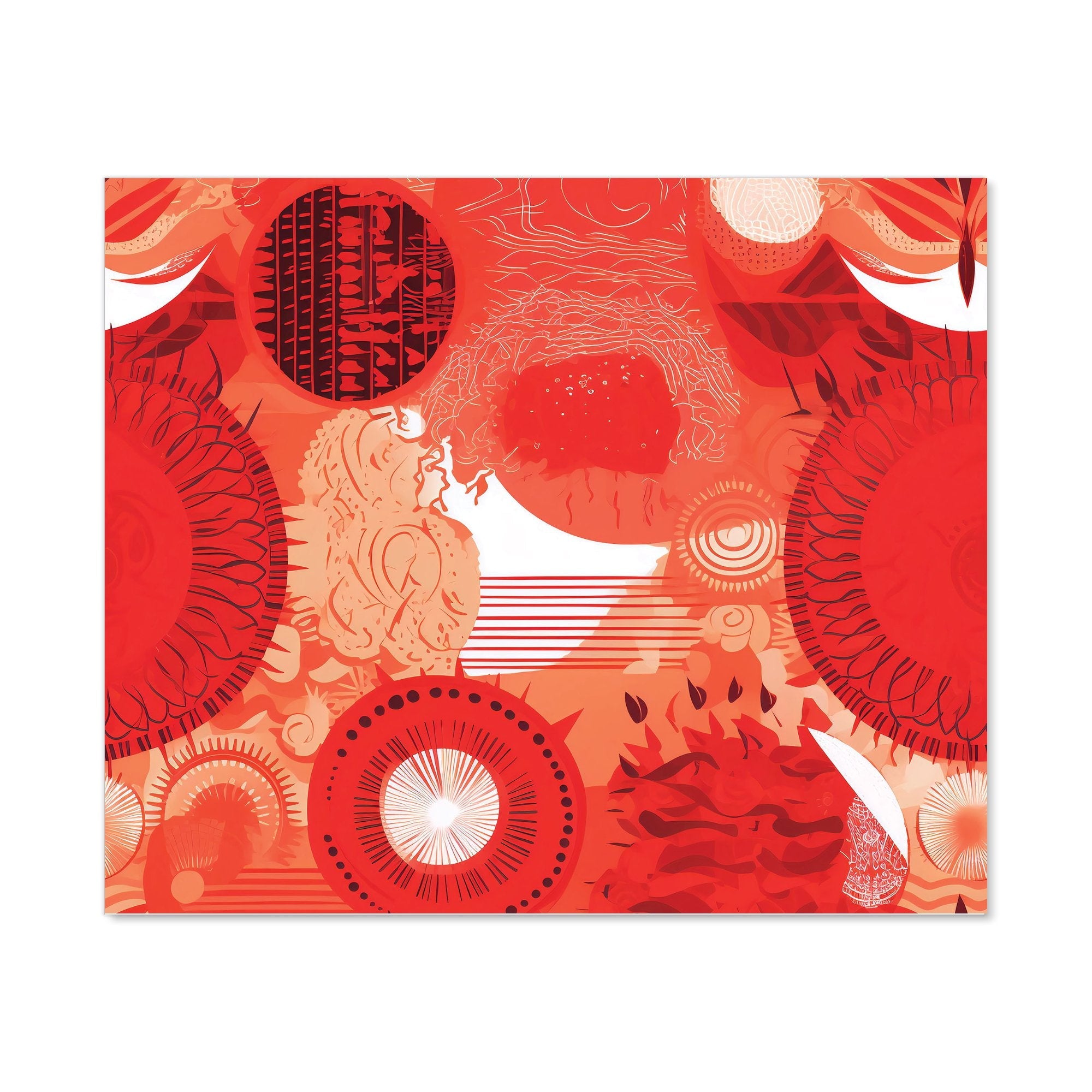 Abstract Red Sun pattern Kitchen Splashback