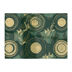 Abstract Green Gold Moon Pattern Glass Chopping Board