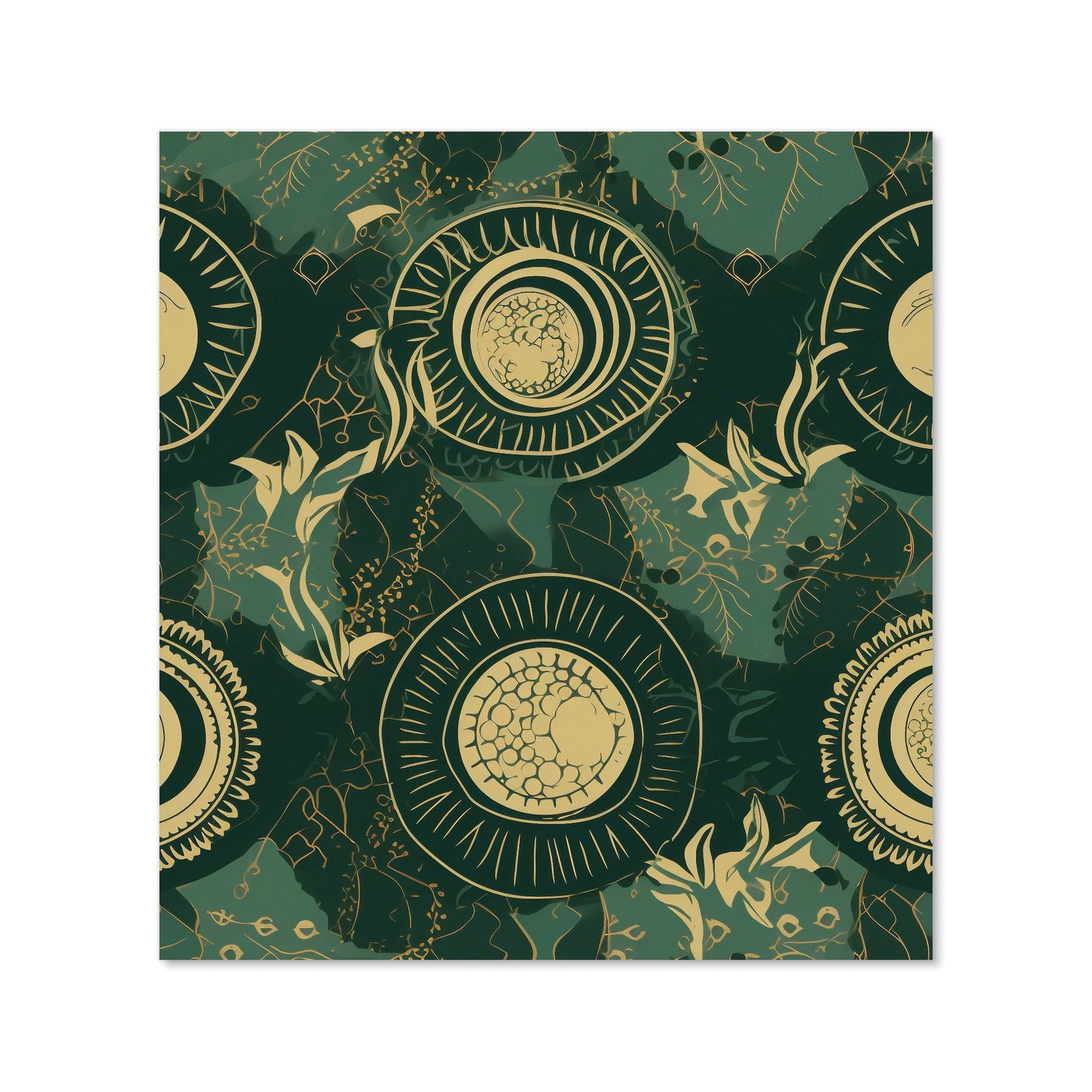 Abstract Green Gold Moon Pattern Kitchen Splashback