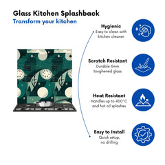 Abstact Green Cream Moon and Stars Kitchen Splashback