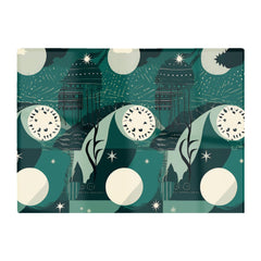 Abstact Green Cream Moon And Stars Glass Chopping Board