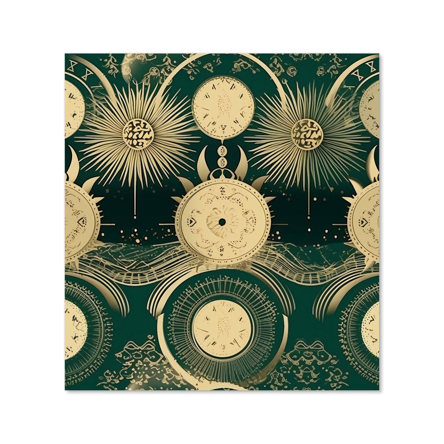 Green Moon and Sun Abstract Pattern Kitchen Splashback