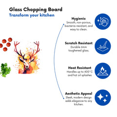 Watercolour Stag Face Glass Chopping Board