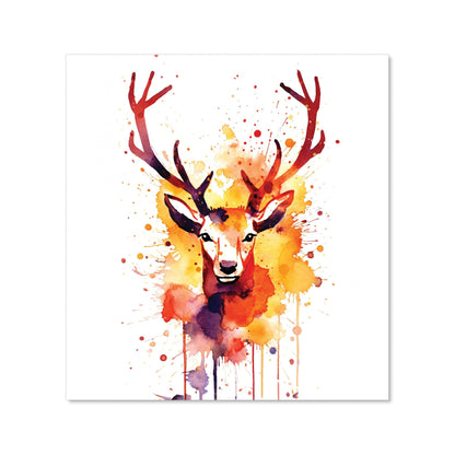 Watercolour Stag Face Kitchen Splashback