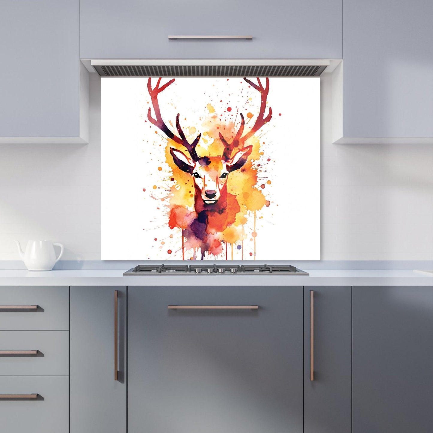 Watercolour Stag Face Kitchen Splashback