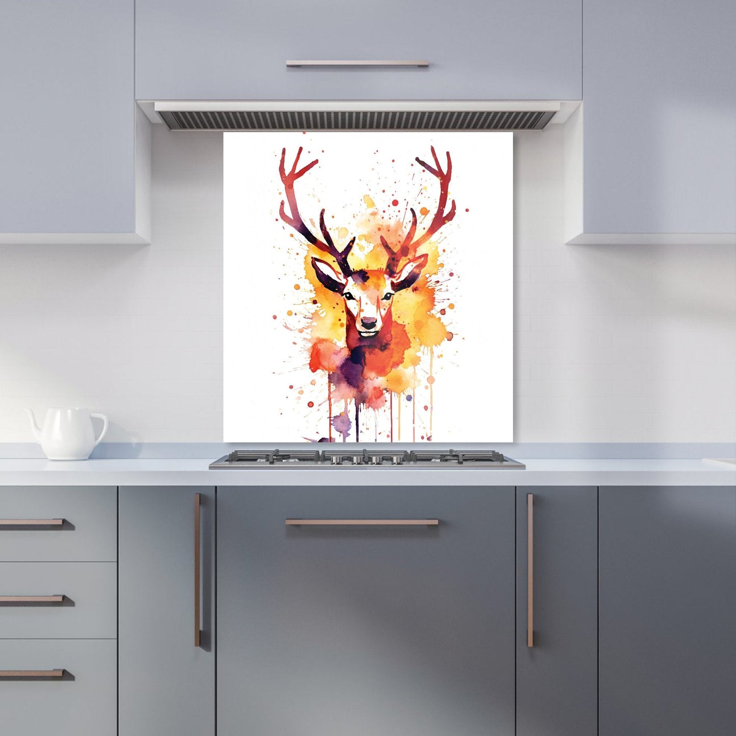 Watercolour Stag Face Kitchen Splashback